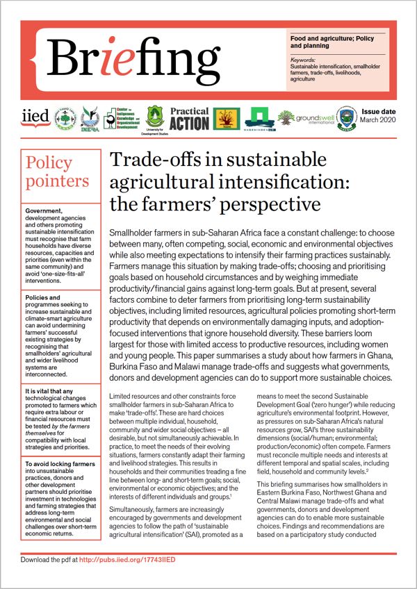 Trade-Offs in Sustainable Agricultural Intensification:
The Farmers’ Perspective