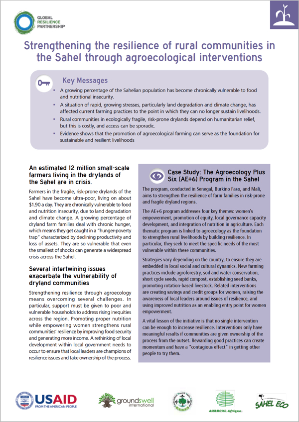 Strengthening the Resilience of Rural Communities in the Sahel Through Agroecological Interventions