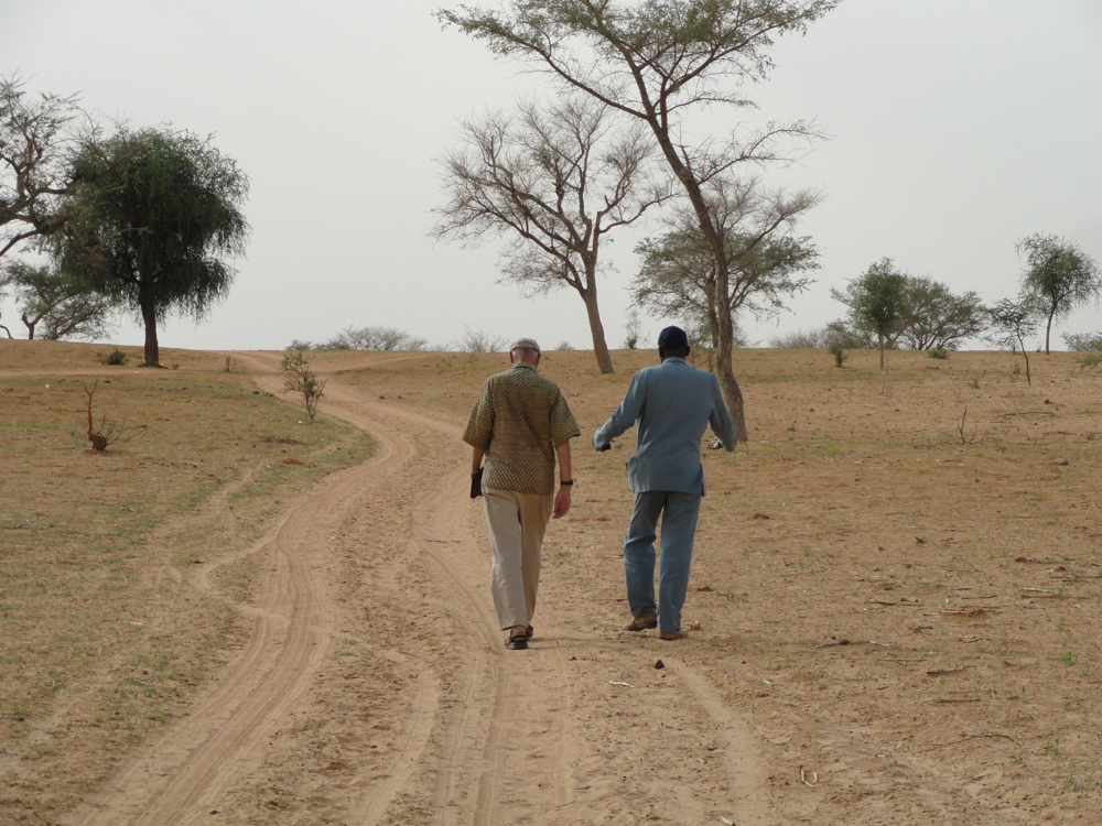Peter Gubbels with community leader outside Koro, Mali.
