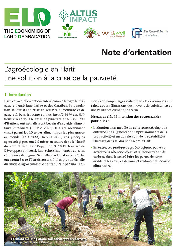 Une évaluation de l'économie de l'agriculture agroécologique en Haïti