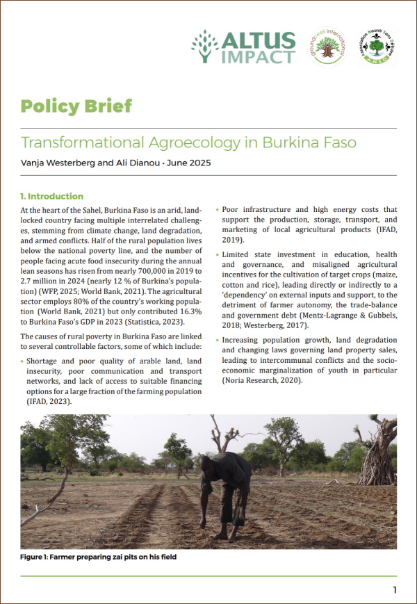 Transformational Agroecology in Burkina Faso - Policy Brief