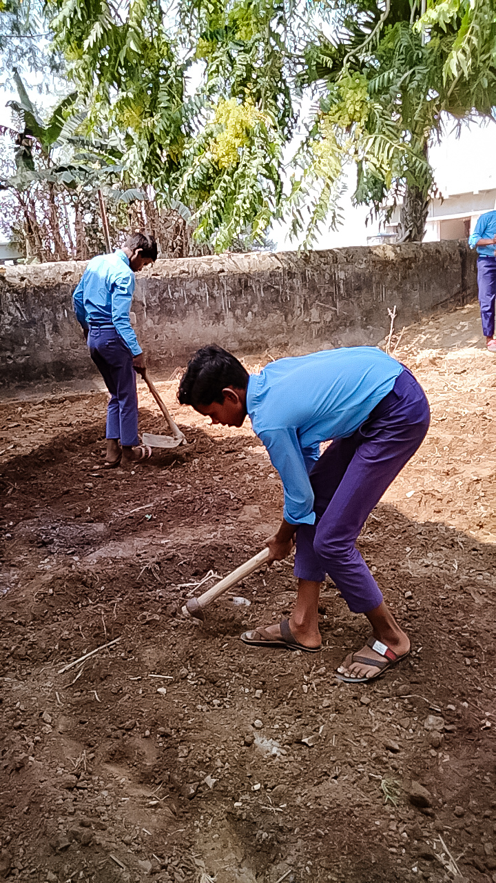Students at a School kitchen garden in Bihar India